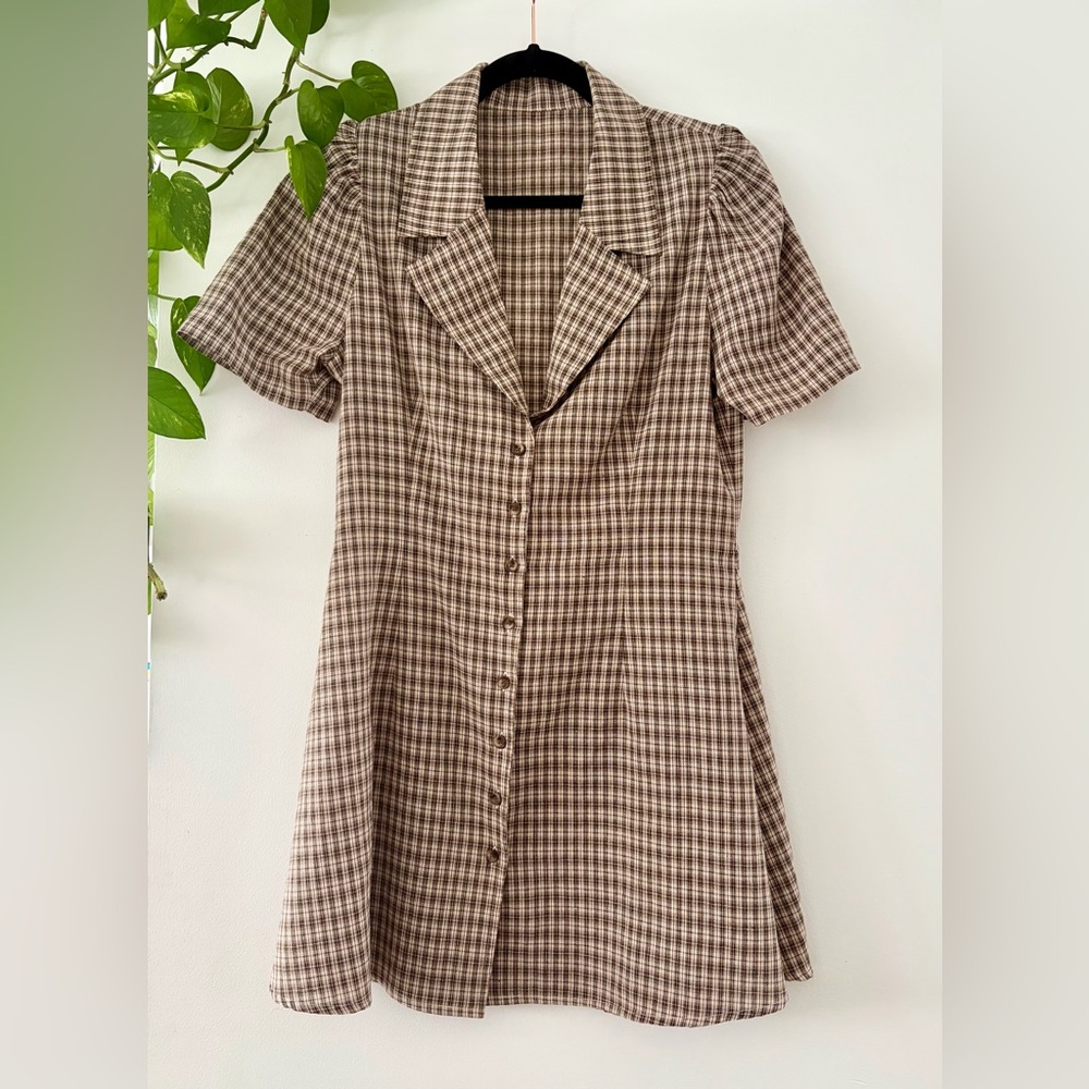 Apres studio toast gingham button front dress siz… - image 5
